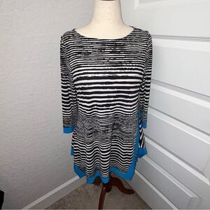 IC by Connie K 3/4 Length Sleeve Tunic Blouse Shirt Top